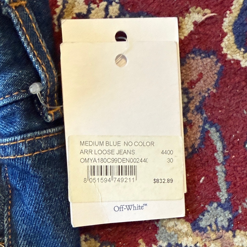 Off-White ARR Loose Leans Medium Blue Jeans 30 X 32 - Picture 6 of 12